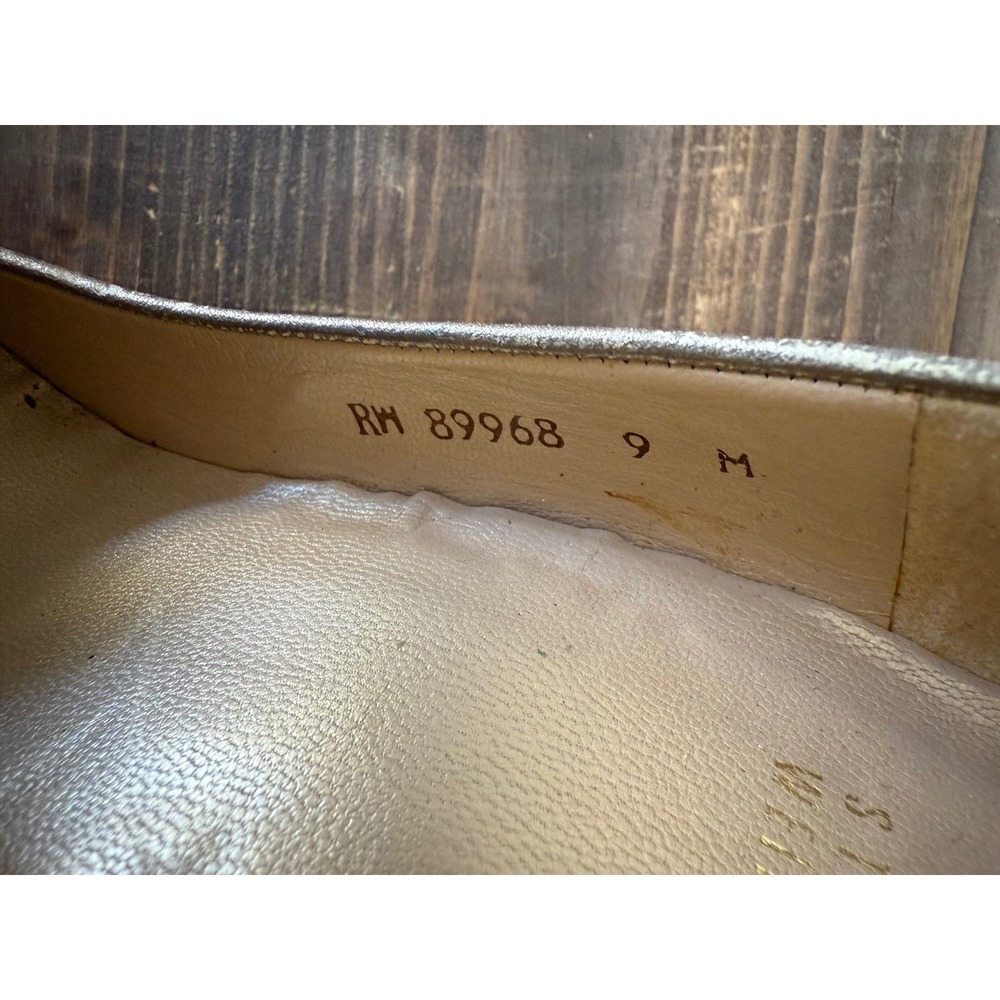 Stuart Weitzman Metallic Gold Leather Peep Toe Wedge‎ Heels Women's Size 9M - Picture 6 of 12